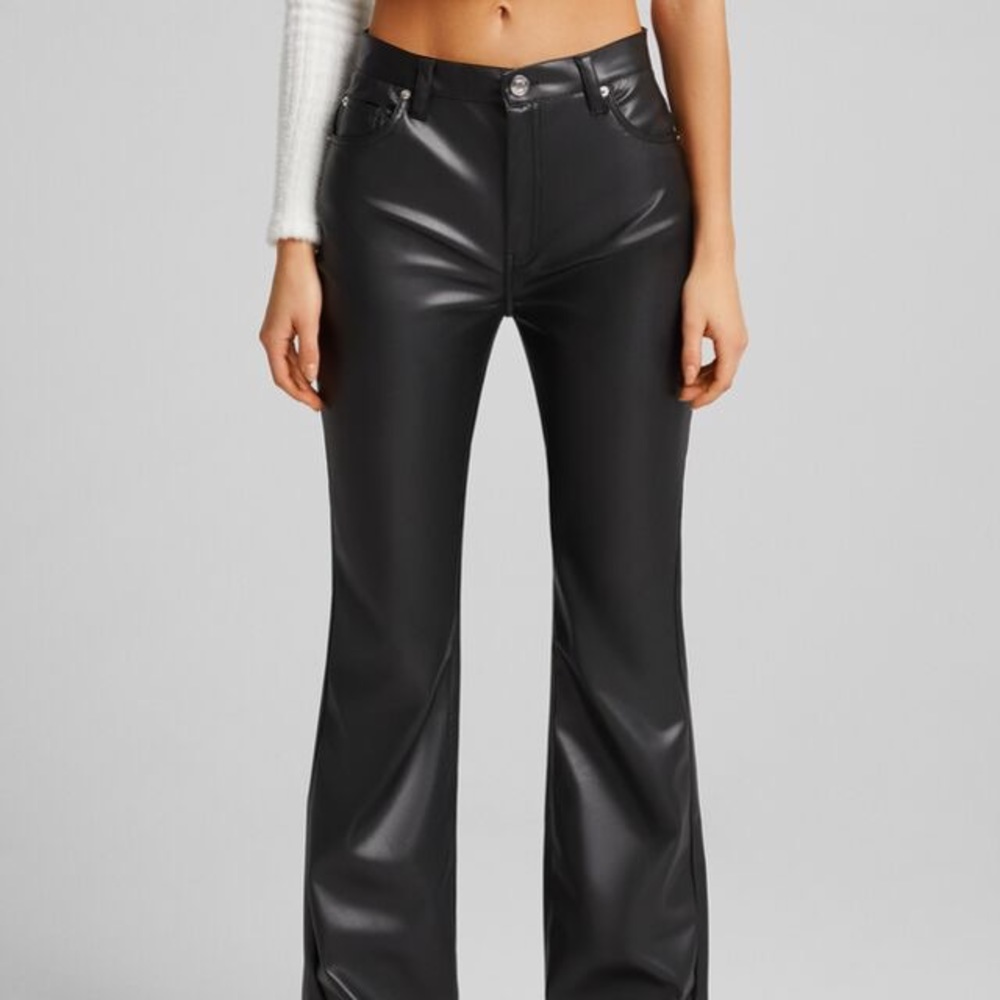 Bershka Tall flare faux leather pants